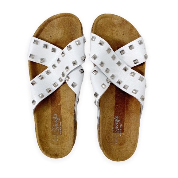 SanGiorgio Shoes - SanGiorgio Leather Criss Cross Studded Sandals